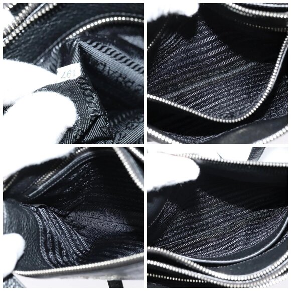 PRADA Shoulder Bag Leather Black Silver Auth - Picture 14 of 15